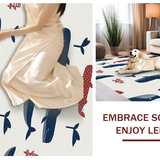 Ultra Soft Area Rug, Non Slip, Stain Resistant, Washable Area Rugs for Living Room, Bedroom, Eclectic Marine Life Design(White)