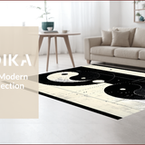 Ultra Soft Area Rug, Non Slip, Stain Resistant, Washable Area Rugs for Living Room, Bedroom, Zen Inspired Circular Artistry(Black)