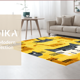 Ultra Soft Area Rug, Non Slip, Stain Resistant, Washable Area Rugs for Living Room, Bedroom, Charming Cartoon Cat Aesthetic(Yellow)