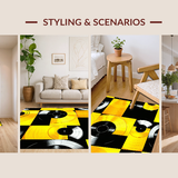 Ultra Soft Area Rug, Non Slip, Stain Resistant, Washable Area Rugs for Living Room, Bedroom, Bold Vintage Musical Elements(Yellow)