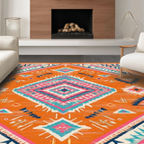 Ultra Soft Area Rug, Non Slip, Stain Resistant, Washable Area Rugs for Living Room, Bedroom, Playful Multicolor Abstract Pattern(Orange)