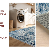 Ultra Soft Area Rug, Non Slip, Stain Resistant, Washable Area Rugs for Living Room, Bedroom, Sophisticated Transitional Damask Elegance(Blue)