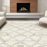 Ultra Soft Area Rug, Non Slip, Stain Resistant, Washable Area Rugs for Living Room, Bedroom, Chic Soft Cream Geometric Motif(Beige)