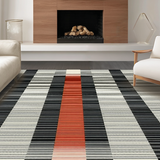 Ultra Soft Area Rug, Non Slip, Stain Resistant, Washable Area Rugs for Living Room, Bedroom, Sleek Minimalist Black and White Motif(Black)