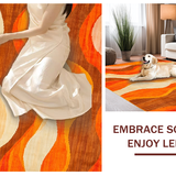 Ultra Soft Area Rug, Non Slip, Stain Resistant, Washable Area Rugs for Living Room, Bedroom, Eclectic Psychedelic Artful Vibe(Orange)