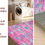 Ultra Soft Area Rug, Non Slip, Stain Resistant, Washable Area Rugs for Living Room, Bedroom, Eclectic Colorful Egg Imagery(Pink)