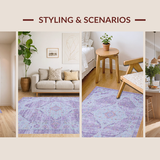 Ultra Soft Area Rug, Non Slip, Stain Resistant, Washable Area Rugs for Living Room, Bedroom, Charming Vintage Tiled Aesthetic(Purple)