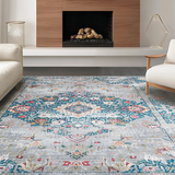 Ultra Soft Area Rug, Non Slip, Stain Resistant, Washable Area Rugs for Living Room, Bedroom, Whimsical Boho Floral Charm(Gray)
