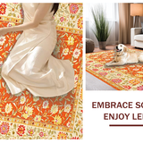 Ultra Soft Area Rug, Non Slip, Stain Resistant, Washable Area Rugs for Living Room, Bedroom, Whimsical Yellow Flower Aesthetic(Orange)
