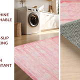 Ultra Soft Area Rug, Non Slip, Stain Resistant, Washable Area Rugs for Living Room, Bedroom, Whimsical Ribbon Knot Rug with Loop Accents and Scallop Pattern(Pink)