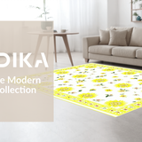 Ultra Soft Area Rug, Non Slip, Stain Resistant, Washable Area Rugs for Living Room, Bedroom, Sophisticated Grey Petal Aesthetic(Yellow)