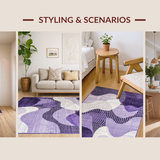 Ultra Soft Area Rug, Non Slip, Stain Resistant, Washable Area Rugs for Living Room, Bedroom, Vibrant Modern Ombre Design(Purple)