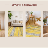 Ultra Soft Area Rug, Non Slip, Stain Resistant, Washable Area Rugs for Living Room, Bedroom, Sunny Abstract Lattice Elegance(Yellow)