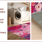 Ultra Soft Area Rug, Non Slip, Stain Resistant, Washable Area Rugs for Living Room, Bedroom, Charming Absorbent Floral Bath Carpet for Chic Decor(Pink)