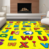 Ultra Soft Area Rug, Non Slip, Stain Resistant, Washable Area Rugs for Living Room, Bedroom, Engaging Brightly Colored Learning Circle(Yellow)