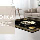 Ultra Soft Area Rug, Non Slip, Stain Resistant, Washable Area Rugs for Living Room, Bedroom, Rustic Multi-Tonal Tiled Pattern(Black)