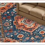 Ultra Soft Area Rug, Non Slip, Stain Resistant, Washable Area Rugs for Living Room, Bedroom, Cozy Earthy Medallion Pattern(Blue)