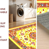 Ultra Soft Area Rug, Non Slip, Stain Resistant, Washable Area Rugs for Living Room, Bedroom, Charming Textured Medallion Style(Yellow)