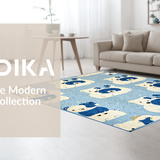 Ultra Soft Area Rug, Non Slip, Stain Resistant, Washable Area Rugs for Living Room, Bedroom, Charming Cartoon Bear Aesthetic(Blue)