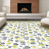 Ultra Soft Area Rug, Non Slip, Stain Resistant, Washable Area Rugs for Living Room, Bedroom, Chic White Blossom Motif(White)