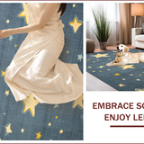 Ultra Soft Area Rug, Non Slip, Stain Resistant, Washable Area Rugs for Living Room, Bedroom, Charming Soft Grey Cosmic Motif(Blue)