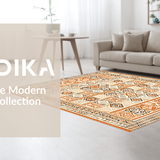 Ultra Soft Area Rug, Non Slip, Stain Resistant, Washable Area Rugs for Living Room, Bedroom, Trendy Minimalist Diamond Textures(Orange)