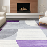 Ultra Soft Area Rug, Non Slip, Stain Resistant, Washable Area Rugs for Living Room, Bedroom, Playful Colorful Symmetrical Motif(Purple)