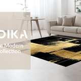 Ultra Soft Area Rug, Non Slip, Stain Resistant, Washable Area Rugs for Living Room, Bedroom, Rustic Monochrome Dynamic Shapes(Gold)