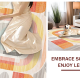 Ultra Soft Area Rug, Non Slip, Stain Resistant, Washable Area Rugs for Living Room, Bedroom, Elegant Soft Pastel Geometry(Orange)