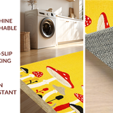 Ultra Soft Area Rug, Non Slip, Stain Resistant, Washable Area Rugs for Living Room, Bedroom, Whimsical Earthy Mushroom Motif(Yellow)