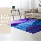 Ultra Soft Area Rug, Non Slip, Stain Resistant, Washable Area Rugs for Living Room, Bedroom, Chic Curved Gradient Waves(Purple)