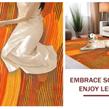 Ultra Soft Area Rug, Non Slip, Stain Resistant, Washable Area Rugs for Living Room, Bedroom, Vibrant 70s Psychedelic Design(Orange)