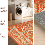 Ultra Soft Area Rug, Non Slip, Stain Resistant, Washable Area Rugs for Living Room, Bedroom, Elegant Vintage Tribal Patterns(Orange)