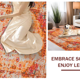 Ultra Soft Area Rug, Non Slip, Stain Resistant, Washable Area Rugs for Living Room, Bedroom, Chic Vintage Ogee Style Runner(Orange)