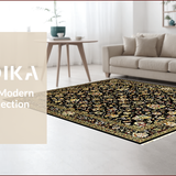Ultra Soft Area Rug, Non Slip, Stain Resistant, Washable Area Rugs for Living Room, Bedroom, Chic Rustic Floral Medley(Black)