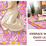 Ultra Soft Area Rug, Non Slip, Stain Resistant, Washable Area Rugs for Living Room, Bedroom, Elegant Soft Pink Botanical Pattern(Pink)
