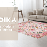 Ultra Soft Area Rug, Non Slip, Stain Resistant, Washable Area Rugs for Living Room, Bedroom, Trendy Circular Botanical Delight(Pink)