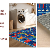Ultra Soft Area Rug, Non Slip, Stain Resistant, Washable Area Rugs for Living Room, Bedroom, Eclectic Colorful Geometric Arrangement(Blue)