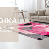 Ultra Soft Area Rug, Non Slip, Stain Resistant, Washable Area Rugs for Living Room, Bedroom, Dynamic Abstract Circular Aesthetics(Pink)