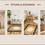 Ultra Soft Area Rug, Non Slip, Stain Resistant, Washable Area Rugs for Living Room, Bedroom, Rustic Starlit Half Circle Motif(Beige)