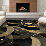 Ultra Soft Area Rug, Non Slip, Stain Resistant, Washable Area Rugs for Living Room, Bedroom, Stylish Artistic Linear Design(Gold)