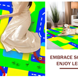 Ultra Soft Area Rug, Non Slip, Stain Resistant, Washable Area Rugs for Living Room, Bedroom, Cheerful Town Scene Layout(Yellow)