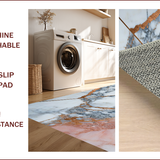 Ultra Soft Area Rug, Non Slip, Stain Resistant, Washable Area Rugs for Living Room, Bedroom, Rose Gold Textured Kitchen Mat for Farmhouse Decor(White)