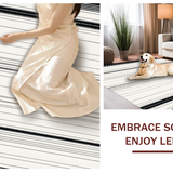 Ultra Soft Area Rug, Non Slip, Stain Resistant, Washable Area Rugs for Living Room, Bedroom, Monochrome Linear Weave Rug With Bold Stripes And Contrasting Bands Design(Black)
