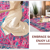 Ultra Soft Area Rug, Non Slip, Stain Resistant, Washable Area Rugs for Living Room, Bedroom, Modern Floral Stain Resistant Bedroom Area Rug(Pink)