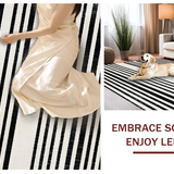 Ultra Soft Area Rug, Non Slip, Stain Resistant, Washable Area Rugs for Living Room, Bedroom, KaHouen High Contrast Striped Area Rug for Farmhouse Entrances(Black)