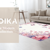 Ultra Soft Area Rug, Non Slip, Stain Resistant, Washable Area Rugs for Living Room, Bedroom, Vibrant Nature-Inspired Insect Design(Pink)