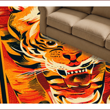 Ultra Soft Area Rug, Non Slip, Stain Resistant, Washable Area Rugs for Living Room, Bedroom, Exotic Orange Tibetan Tiger Meditation Rug(Orange)