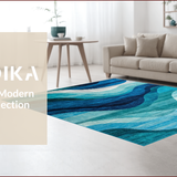 Ultra Soft Area Rug, Non Slip, Stain Resistant, Washable Area Rugs for Living Room, Bedroom, Elegant Textured Modern Aesthetic(Blue)
