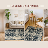 Ultra Soft Area Rug, Non Slip, Stain Resistant, Washable Area Rugs for Living Room, Bedroom, Neutral Palette Tribal Design(Gray)